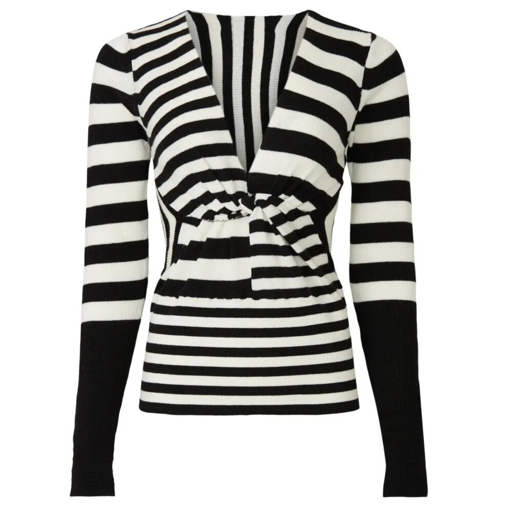 Tome Stripe Twist Front Sweater, Size Small - image 2